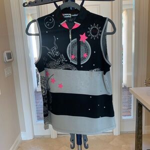 Jamie Sadock Black/Gray/Pink Sleeveless Golf Top sz M